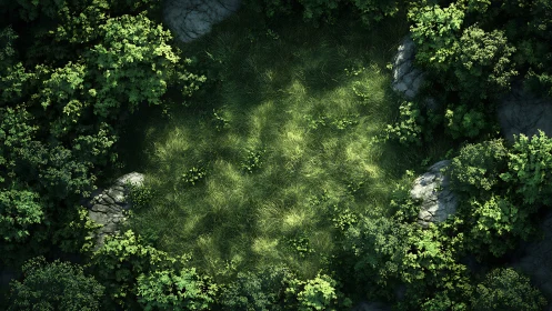 Verdant Cathedral: Aerial Dance of Stone and Flourishing Green.