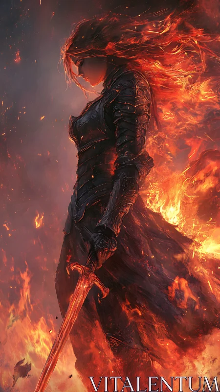 Ember crowned warrior strides through a storm of hungry fire