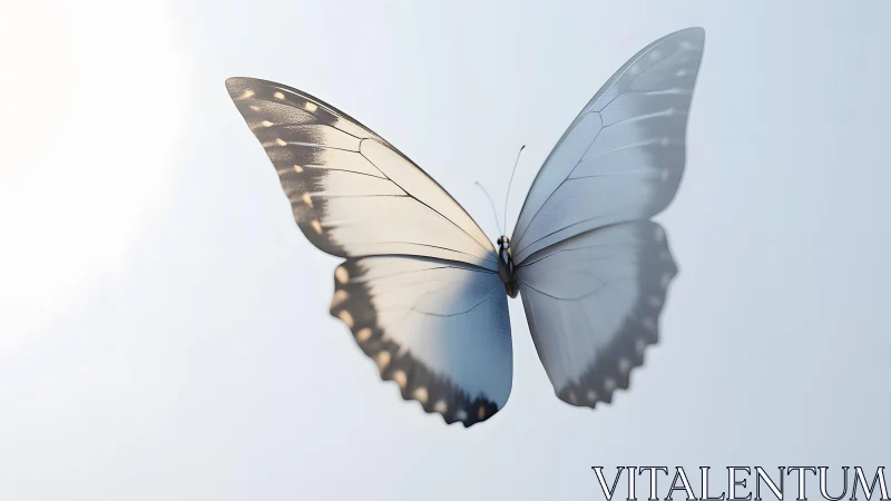 Elegant pale butterfly in soft light, minimalist natural style.