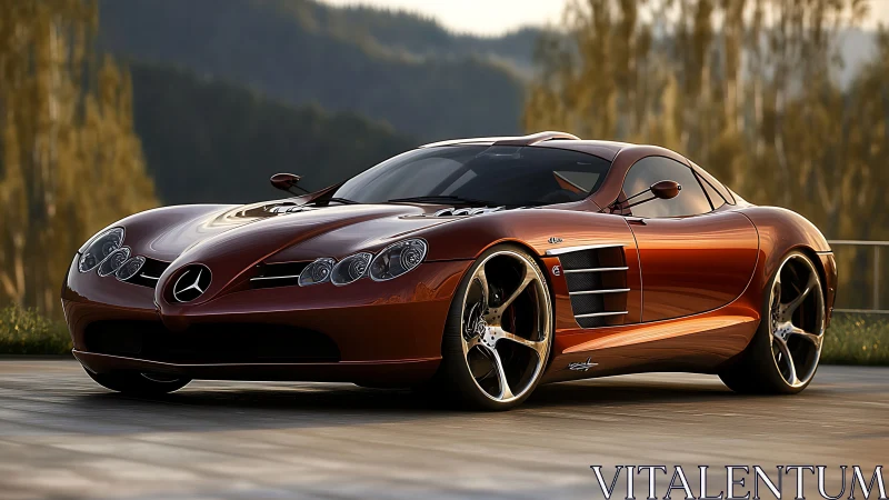 Copper storm of speed curls sunlight across a sleek supercar