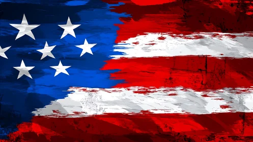 Bold abstract American flag pulses with gritty patriotic energy
