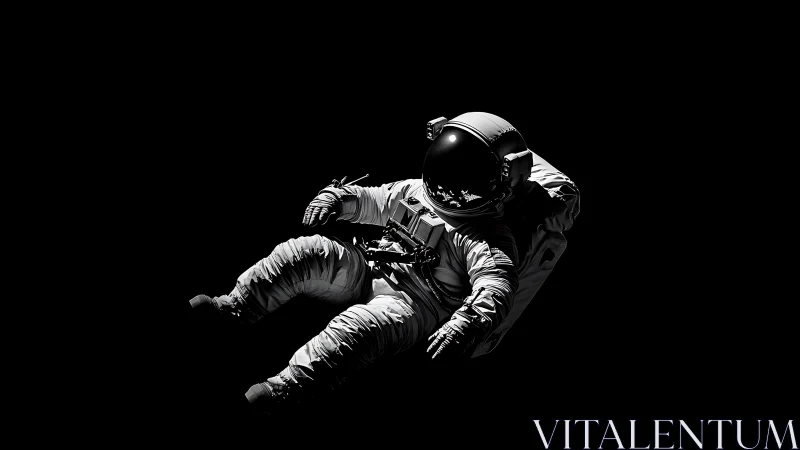 Drifting astronaut resting in the quiet velvet of space.