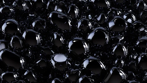 Shiny Black Liquid Bubbles Abstract Texture with High Gloss Finish.