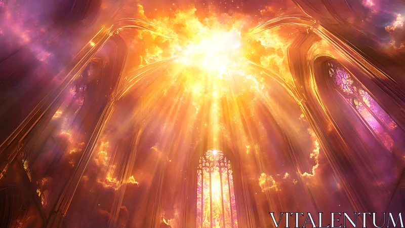 Cathedral of blazing dawnlight where heavens pour in.