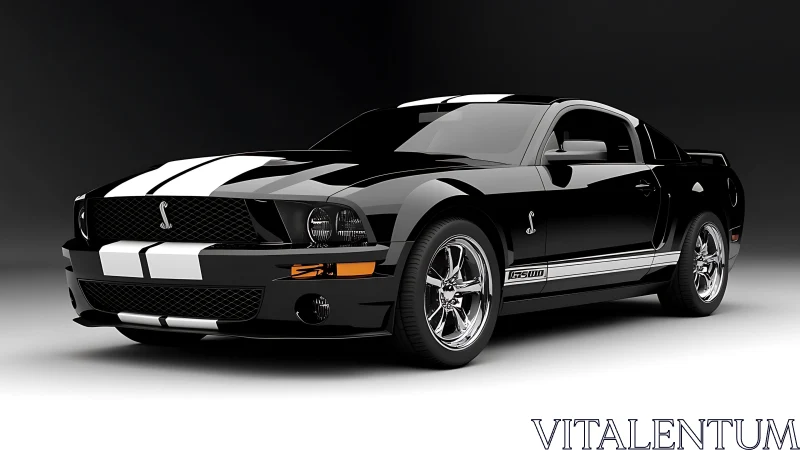 Black Shelby GT500 coupe on dark gradient studio background.