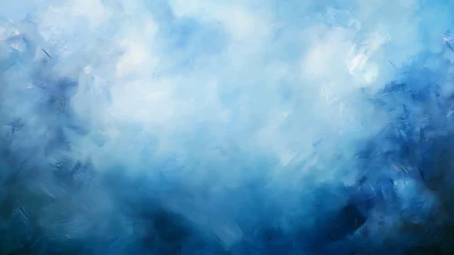 Soft blue abstract clouds dissolve into a tranquil digital haze