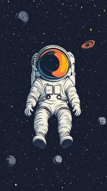 Solitary astronaut drifts through deep star-filled space