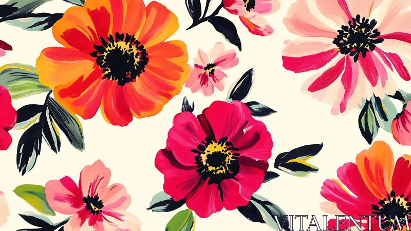 Bold Polychromatic Dahlias and Cosmos with Gestural Leaf Work