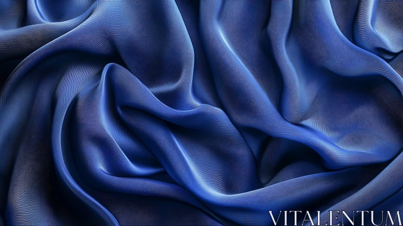 Deep blue satin folds form dense abstract draped landscape