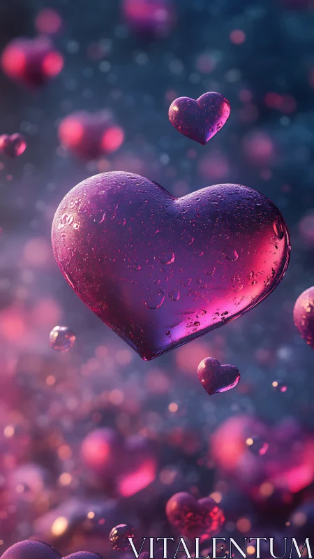 Floating Hearts in Pink and Purple Glow.