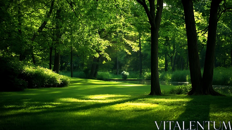Verdant Woodland Clearing: Luminous Canopy Study.