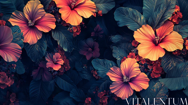 Luminous Blooms Against Midnight: A Floral Nocturne.