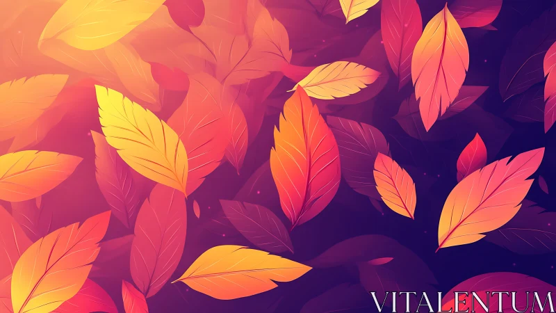 Falling orange and yellow leaves float over a dark gradient