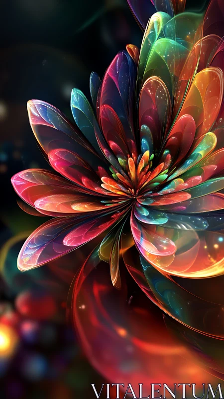 Fractal petal structure renders luminous multicolor spectral bloom