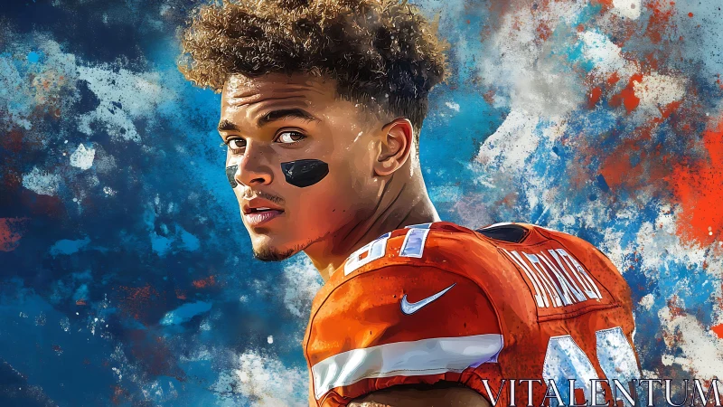 Digital portrait of football player in orange uniform