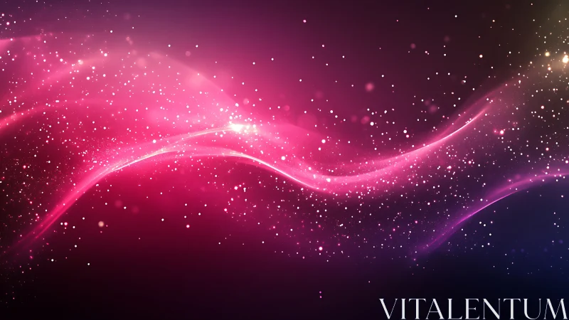 Shimmering pink starlight waves drifting through night.