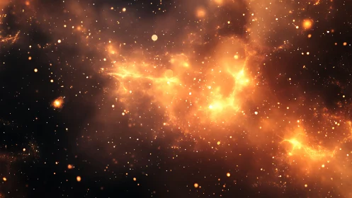 Glowing orange nebula cloud stretches across dark star field