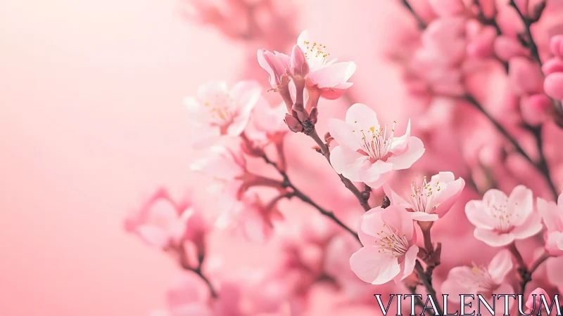 Cherry Blossom Inflorescence: High-Resolution Macro Photography with Selective Focus