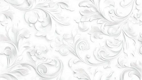 Ornate white floral relief pattern adds subtle elegant depth.