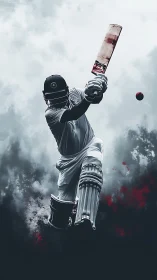 Powerful cricket batter swings confidently into the moment