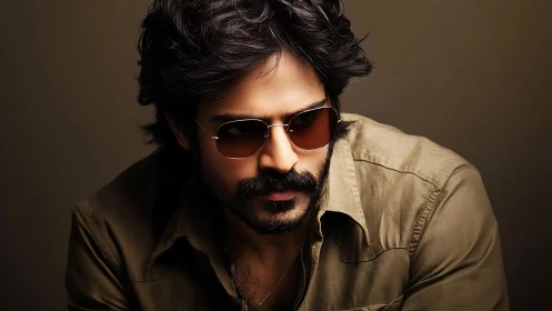 Male portrait in sunglasses with calm, neutral expression.