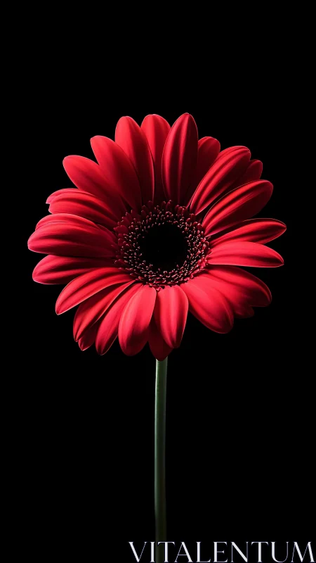 Red Gerbera Daisy with Dramatic Chiaroscuro Lighting Setup