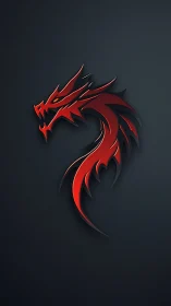 Red dragon emblem in layered minimalist vector silhouette design.