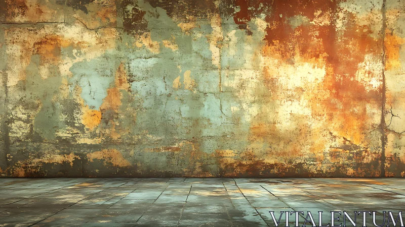 Weathered industrial wall and floor with rustic texture, vintage style.
