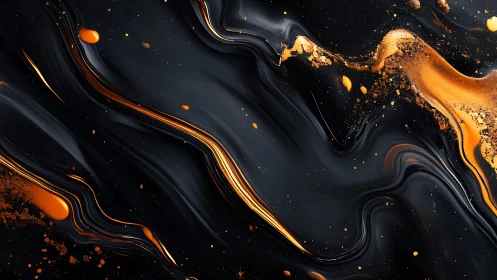 Molten gold streams carve fluid paths through obsidian void