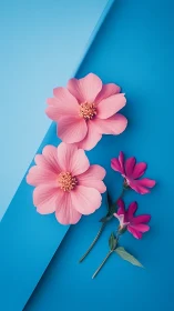 Pink Petals on Blue: Nature's Delicate Beauty.