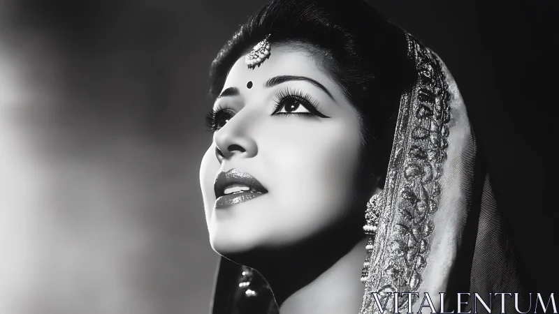 Photorealistic monochrome portrait with cinematic side lighting.