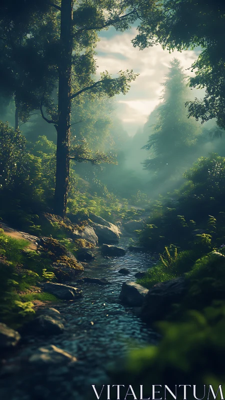 Whispered Woodland: Where Mist Meets Memory.