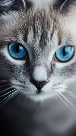 Blue-Eyed Cat with Striking Gaze.