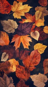 Layered autumn foliage with textured gradient lighting and grain