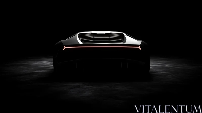 Futuristic supercar rear silhouette with neon light bar.