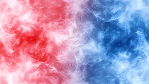 Dual-toned nebula clouds merge in swirling red and blue light.