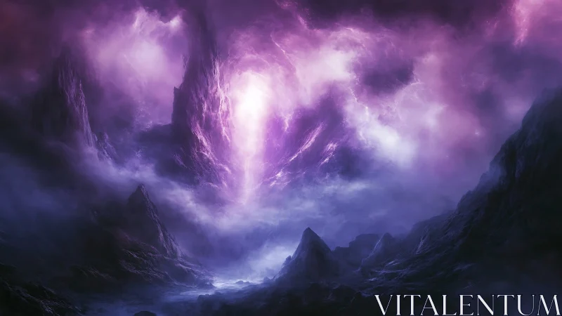 Violet storm portal tears open above obsidian valley.