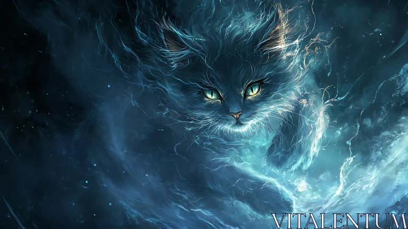 Ethereal Storm Cat: Celestial Guardian Forged in Cosmic Fire.