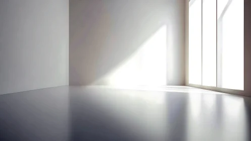 Sunlit minimalist interior renders crisp planar geometry