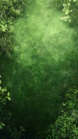 Lush Green Foliage Border with Textured Ground Space