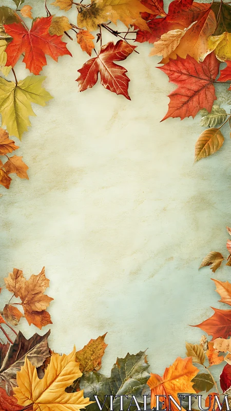 Autumn leaves frame soft vintage paper for seasonal text