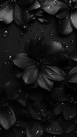 Monochrome Lotus Blooms with Water Droplets.