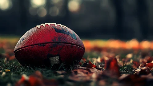 Autumn-soaked football waits quietly for the next kickoff dream