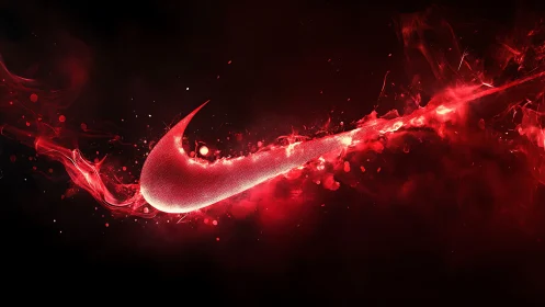 Luminous red swoosh streaks like molten comet across night