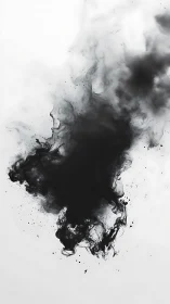 Dense black ink cloud spreading across white background.