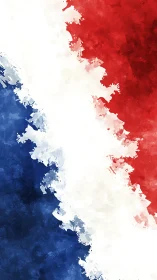 Brushstroke tricolor cascade in bold red, white, and blue.