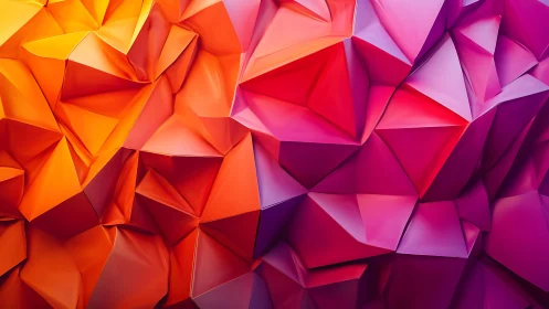 Folded polygonal surfaces display warm gradient geometry