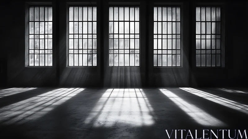 Linear window grid casting high-contrast raking light patterns