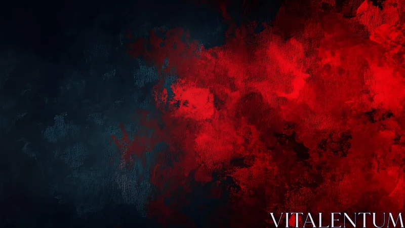 Abstract dark red and black textured painting with dramatic contrast.