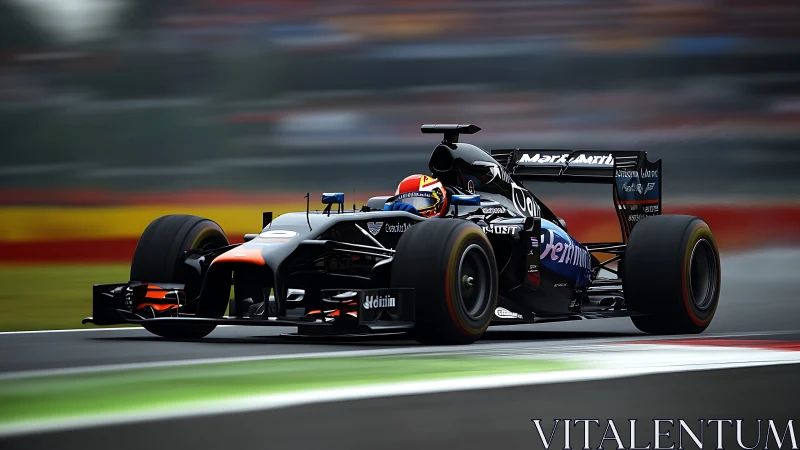 High-speed Formula race car captured with dynamic motion blur